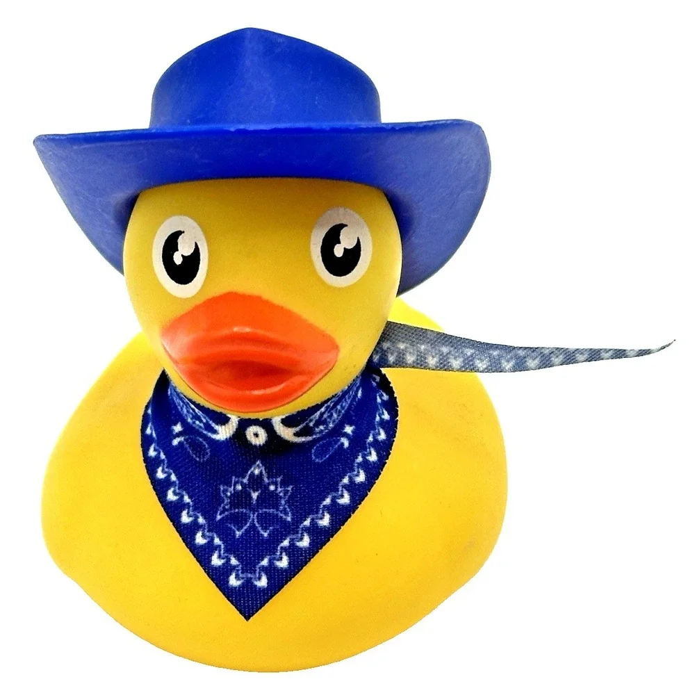 Rubber Duck Cowboy Hat Bandana Bath Toy Yellow 2.5 inches New